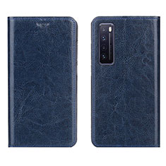 Coque Portefeuille Livre Cuir Etui Clapet L01 pour Huawei Nova 7 5G Bleu