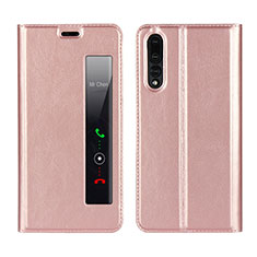Coque Portefeuille Livre Cuir Etui Clapet L01 pour Huawei P20 Pro Or Rose