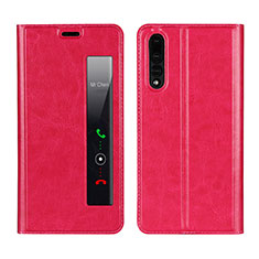 Coque Portefeuille Livre Cuir Etui Clapet L01 pour Huawei P20 Pro Rouge