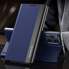 Coque Portefeuille Livre Cuir Etui Clapet L01 pour Oppo Find X3 5G Bleu