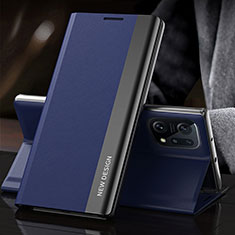 Coque Portefeuille Livre Cuir Etui Clapet L01 pour Oppo Find X5 5G Bleu