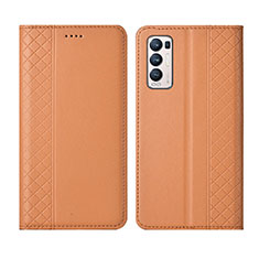 Coque Portefeuille Livre Cuir Etui Clapet L01 pour Oppo Reno5 Pro+ Plus 5G Orange