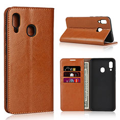 Coque Portefeuille Livre Cuir Etui Clapet L01 pour Samsung Galaxy A20 Orange
