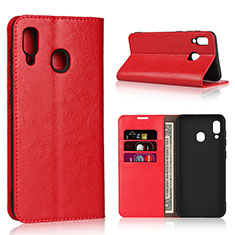 Coque Portefeuille Livre Cuir Etui Clapet L01 pour Samsung Galaxy A20 Rouge