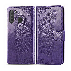Coque Portefeuille Livre Cuir Etui Clapet L01 pour Samsung Galaxy A21 Violet