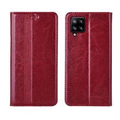 Coque Portefeuille Livre Cuir Etui Clapet L01 pour Samsung Galaxy A42 5G Vin Rouge