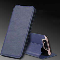 Coque Portefeuille Livre Cuir Etui Clapet L01 pour Samsung Galaxy A80 Bleu