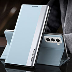 Coque Portefeuille Livre Cuir Etui Clapet L01 pour Samsung Galaxy S21 5G Bleu Clair
