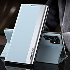 Coque Portefeuille Livre Cuir Etui Clapet L01 pour Samsung Galaxy S21 Ultra 5G Bleu Clair