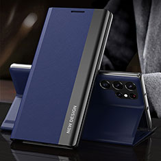 Coque Portefeuille Livre Cuir Etui Clapet L01 pour Samsung Galaxy S22 Ultra 5G Bleu