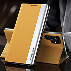 Coque Portefeuille Livre Cuir Etui Clapet L01 pour Samsung Galaxy S22 Ultra 5G Jaune