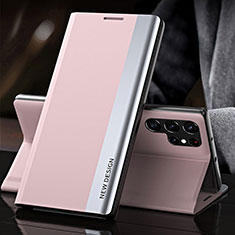 Coque Portefeuille Livre Cuir Etui Clapet L01 pour Samsung Galaxy S22 Ultra 5G Rose