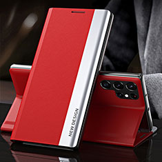 Coque Portefeuille Livre Cuir Etui Clapet L01 pour Samsung Galaxy S22 Ultra 5G Rouge