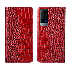 Coque Portefeuille Livre Cuir Etui Clapet L01 pour Vivo X60 5G Rouge