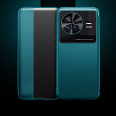 Coque Portefeuille Livre Cuir Etui Clapet L01 pour Vivo X80 5G Cyan