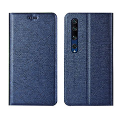 Coque Portefeuille Livre Cuir Etui Clapet L01 pour Xiaomi Mi 10 Bleu