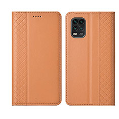 Coque Portefeuille Livre Cuir Etui Clapet L01 pour Xiaomi Mi 10 Lite Orange