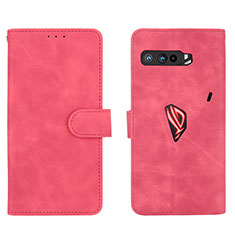 Coque Portefeuille Livre Cuir Etui Clapet L01Z pour Asus ROG Phone 3 Strix ZS661KS Rose Rouge