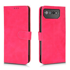 Coque Portefeuille Livre Cuir Etui Clapet L01Z pour Asus ROG Phone 6 Pro Rose Rouge