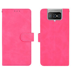 Coque Portefeuille Livre Cuir Etui Clapet L01Z pour Asus Zenfone 7 Pro ZS671KS Rose Rouge