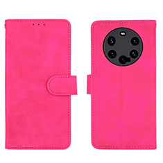Coque Portefeuille Livre Cuir Etui Clapet L01Z pour Huawei Mate 40 Pro+ Plus Rose Rouge