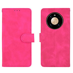 Coque Portefeuille Livre Cuir Etui Clapet L01Z pour Huawei Mate 40 Pro Rose Rouge