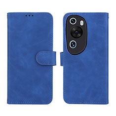 Coque Portefeuille Livre Cuir Etui Clapet L01Z pour Huawei P60 Art Bleu