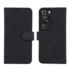 Coque Portefeuille Livre Cuir Etui Clapet L01Z pour Huawei P60 Pro Noir