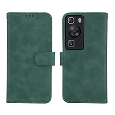 Coque Portefeuille Livre Cuir Etui Clapet L01Z pour Huawei P60 Pro Vert
