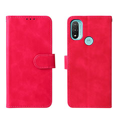Coque Portefeuille Livre Cuir Etui Clapet L01Z pour Motorola Moto E30 Rose Rouge