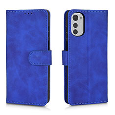 Coque Portefeuille Livre Cuir Etui Clapet L01Z pour Motorola Moto E32 Bleu