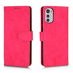 Coque Portefeuille Livre Cuir Etui Clapet L01Z pour Motorola Moto E32 Rose Rouge