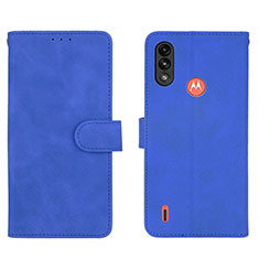Coque Portefeuille Livre Cuir Etui Clapet L01Z pour Motorola Moto E7 Power Bleu
