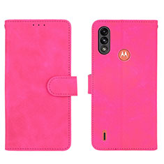 Coque Portefeuille Livre Cuir Etui Clapet L01Z pour Motorola Moto E7 Power Rose Rouge
