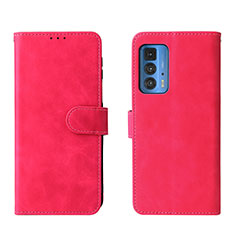 Coque Portefeuille Livre Cuir Etui Clapet L01Z pour Motorola Moto Edge 20 Pro 5G Rose Rouge
