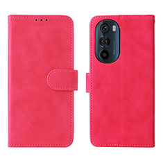 Coque Portefeuille Livre Cuir Etui Clapet L01Z pour Motorola Moto Edge Plus (2022) 5G Rose Rouge