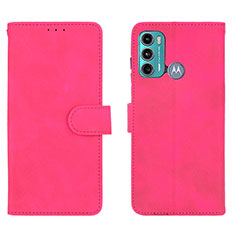 Coque Portefeuille Livre Cuir Etui Clapet L01Z pour Motorola Moto G40 Fusion Rose Rouge