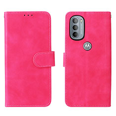 Coque Portefeuille Livre Cuir Etui Clapet L01Z pour Motorola Moto G41 Rose Rouge