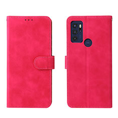 Coque Portefeuille Livre Cuir Etui Clapet L01Z pour Motorola Moto G60s Rose Rouge