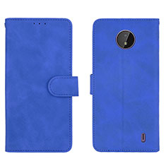Coque Portefeuille Livre Cuir Etui Clapet L01Z pour Nokia C10 Bleu