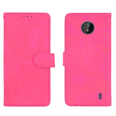 Coque Portefeuille Livre Cuir Etui Clapet L01Z pour Nokia C10 Rose Rouge