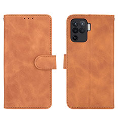 Coque Portefeuille Livre Cuir Etui Clapet L01Z pour Oppo F19 Pro Marron