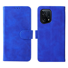 Coque Portefeuille Livre Cuir Etui Clapet L01Z pour Oppo Find X5 5G Bleu