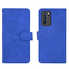 Coque Portefeuille Livre Cuir Etui Clapet L01Z pour Oppo Reno6 Pro 5G India Bleu
