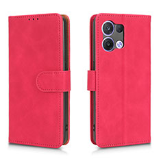 Coque Portefeuille Livre Cuir Etui Clapet L01Z pour Oppo Reno9 Pro 5G Rose Rouge