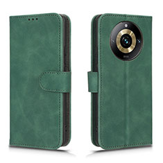 Coque Portefeuille Livre Cuir Etui Clapet L01Z pour Realme 11 Pro+ Plus 5G Vert
