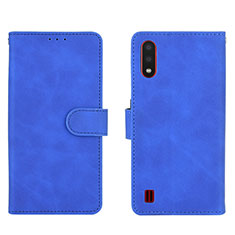 Coque Portefeuille Livre Cuir Etui Clapet L01Z pour Samsung Galaxy A01 SM-A015 Bleu