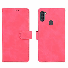 Coque Portefeuille Livre Cuir Etui Clapet L01Z pour Samsung Galaxy A11 Rose Rouge