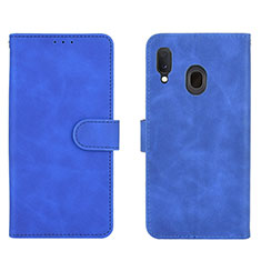 Coque Portefeuille Livre Cuir Etui Clapet L01Z pour Samsung Galaxy A20 Bleu