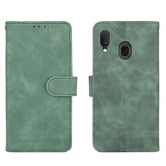 Coque Portefeuille Livre Cuir Etui Clapet L01Z pour Samsung Galaxy A20 Vert